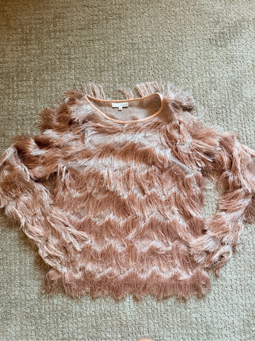 Honey Belle Fuzzy Scoop Neck Top - dusty pink